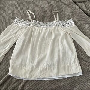 Rebecca Minkoff Chic White Lace Blouse Off the Shoulder SILK